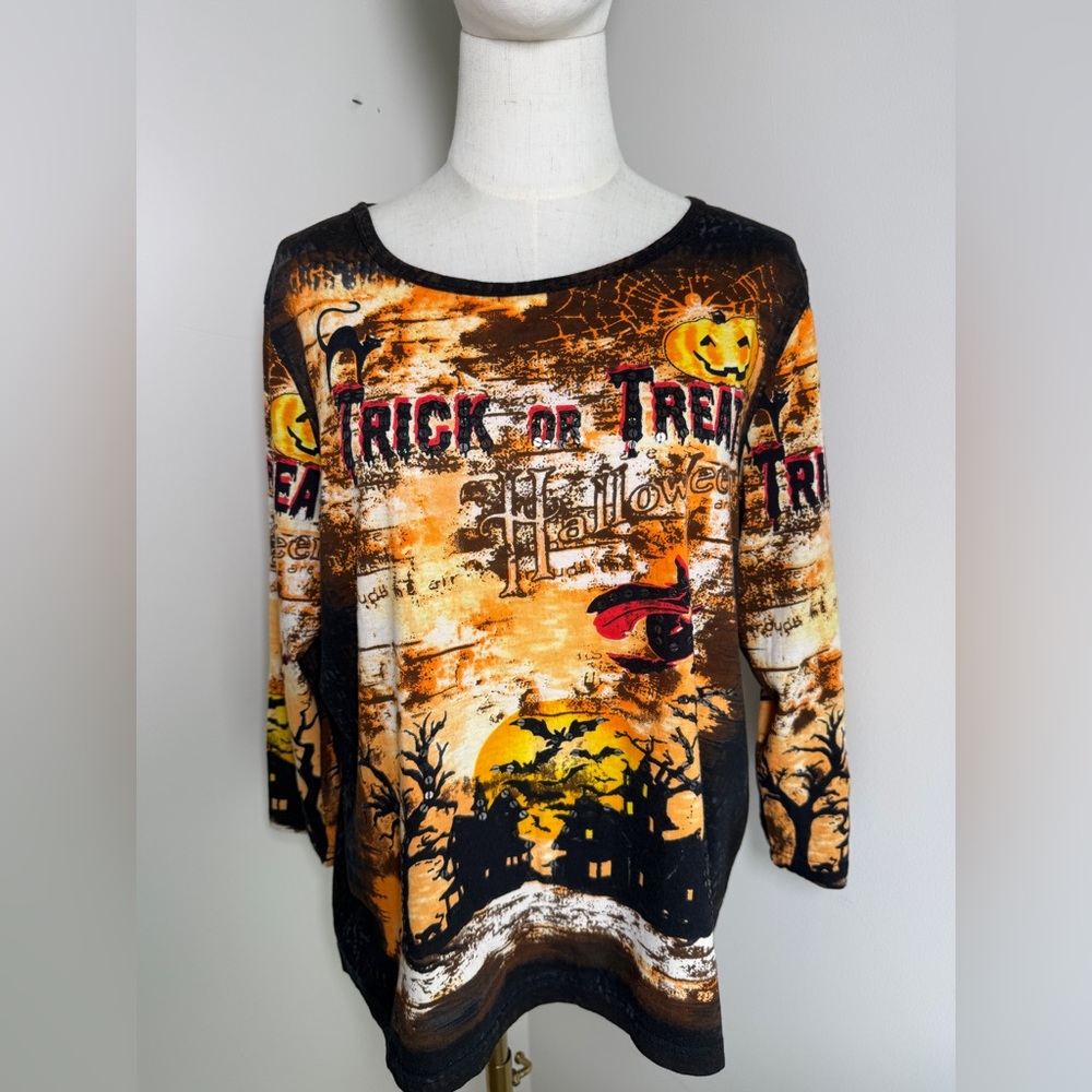 VINTAGE Y2K Trick or Treat sequin HALLOWEEN T shirt TOP